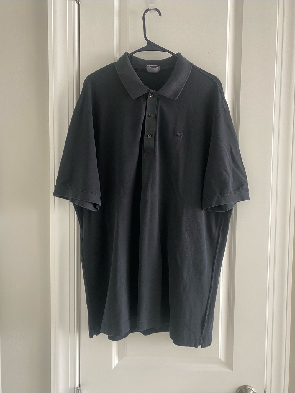 EUC Men’s Lacoste Black Short Sleeve 3 Button Cotton Polo Shirt Size 8 -3X